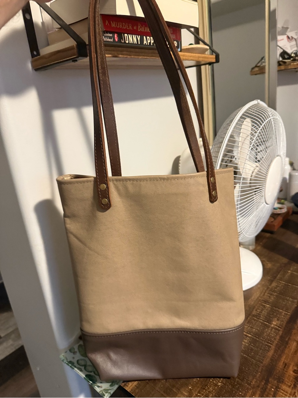 Everyday Canvas Tote with Brown Trim